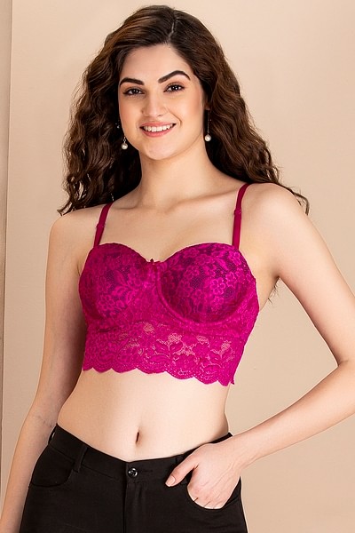 Buy Padded Underwired Full Cup Longline Bralette in Pink - Lace Online  India, Best Prices, COD - Clovia - BR2047R14