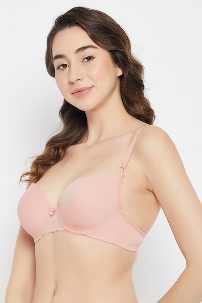 Buy Shyaway Nude Coloured & Peach Coloured Solid Underwired