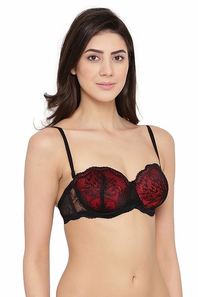 Buy Padded Underwired Full Cup Printed Multiway Balconette Bra in Black-  Lace Online India, Best Prices, COD - Clovia - BR1369N13