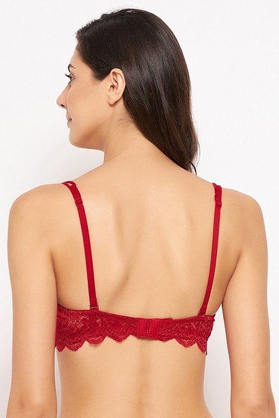Buy Padded Underwired Full Cup Strapless Balconette Bra in Maroon - Lace Online  India, Best Prices, COD - Clovia - BR1369P09