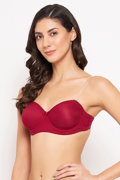 Buy GLAMORAS Women's Cotton Padded Seamless Strapless Multi-Way Tube Bra  with Removable Straps & Removable Pads, Color-Maroon, Size-L Online at Best  Prices in India - JioMart.