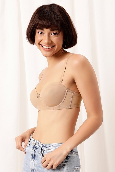 Buy Padded Underwired Full Cup Strapless T-shirt Bra in Nude