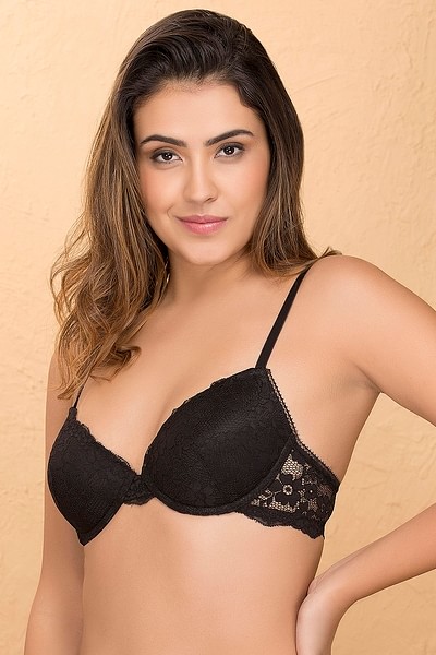 Buy Level 2 Push-Up Underwired Bra in Black- Lace Online India, Best  Prices, COD - Clovia - BR1966P13