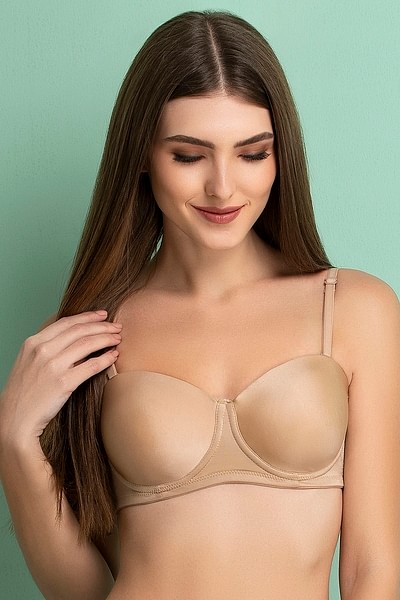 Buy Padded Underwired Strapless T-Shirt Bra with Balconette Style