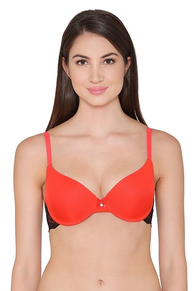 Buy Padded Underwired T-Shirt Bra with Lace Wings In Orange Online India,  Best Prices, COD - Clovia - BR1918P04
