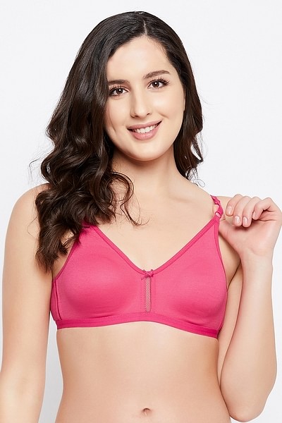 Buy Non-Padded Non-Wired Full Cup Bra in Hot Pink - Cotton Online India,  Best Prices, COD - Clovia - BR1780A14