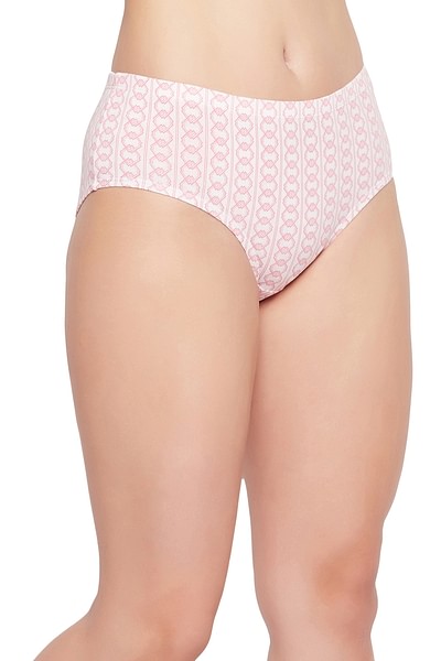 Buy Mid Waist Printed Hipster Panty in White with Inner Elastic