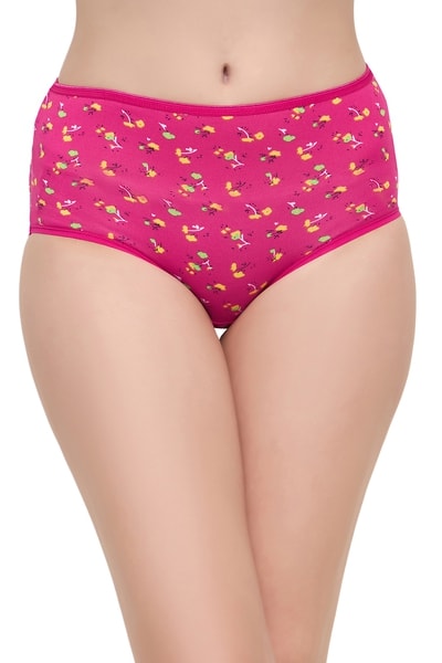 Buy High Waist Floral Print Hipster Panty in Hot Pink Online Clovia