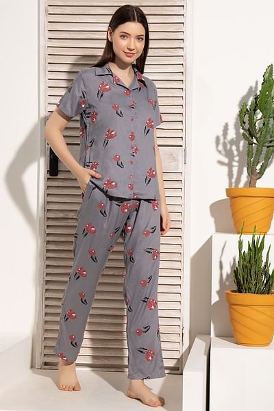 Grey pyjama set hot sale