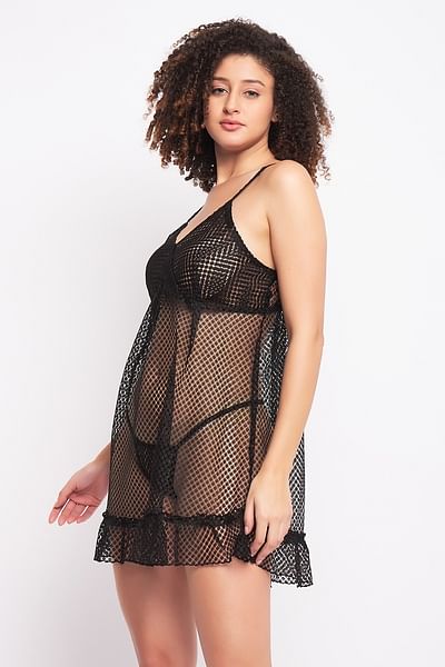 Buy online Black Lace Babydoll from sleepwear for Women by Da Intimo for  ₹680 at 38% off | 2024 Limeroad.com