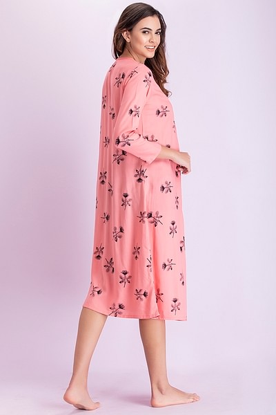 Buy 2 Pcs Short Robe & Nightie Set in Pink Color Online India, Best Prices,  COD - Clovia