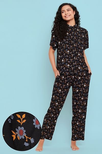 Black button up pyjamas new arrivals