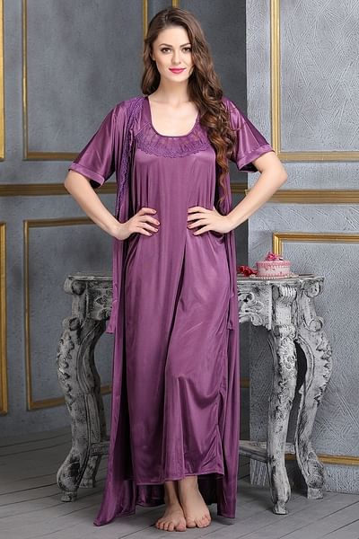 Buy Padded Cup Nightdress In Blue Online India, Best Prices, COD - Clovia -  NSM064O21