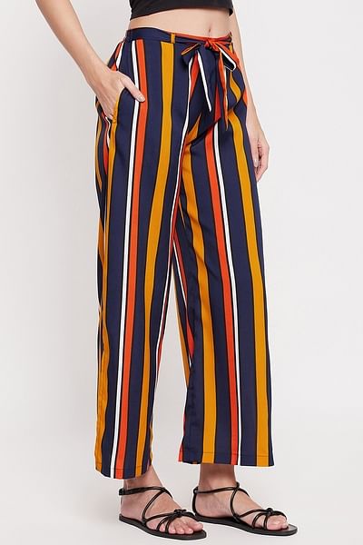 Buy Sassy Stripes Flared Pants in Multicolour  Crepe Online India Best  Prices COD  Clovia  RW0042D19