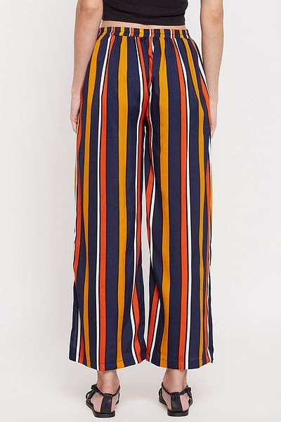 Compleat Crepe Striped Pants | Petalura