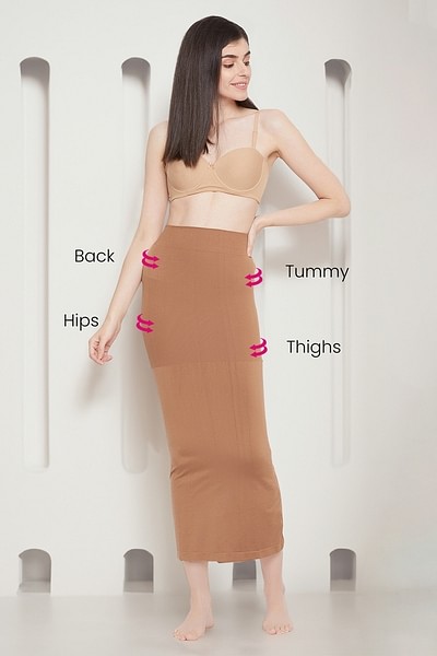 Buy Saree Shapewear Petticoat with Side Slit in Light Brown Online India,  Best Prices, COD - Clovia - SW0052R24