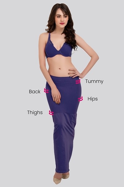 Buy Saree Shapewear Petticoat with Side Slit in Dark Blue Online India,  Best Prices, COD - Clovia - SW0023P08