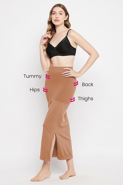 Buy Saree Shapewear Petticoat with Side Slit in Brown Online India, Best  Prices, COD - Clovia - SW0023A24