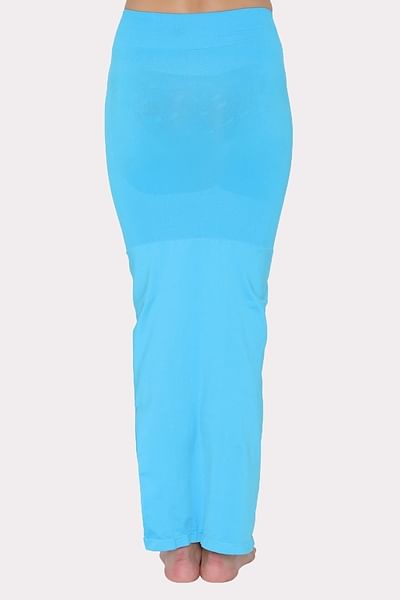 clovia picture saree shapewear in light blue with side slit 667695