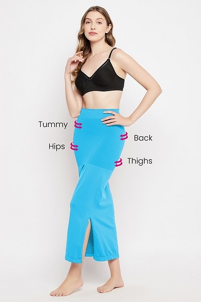 Saree Shapewear Petticoat with Side Slit in Light Blue