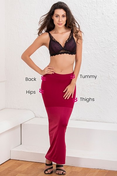 Buy Saree Shapewear Petticoat with Side Slit In Maroon Online India, Best  Prices, COD - Clovia - SW0023P09