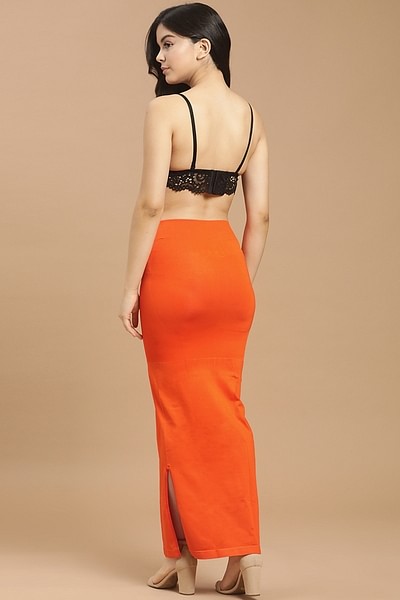 Women Saree Shapewear with Side Slit in Orange (Fish Cut Petticoat) –