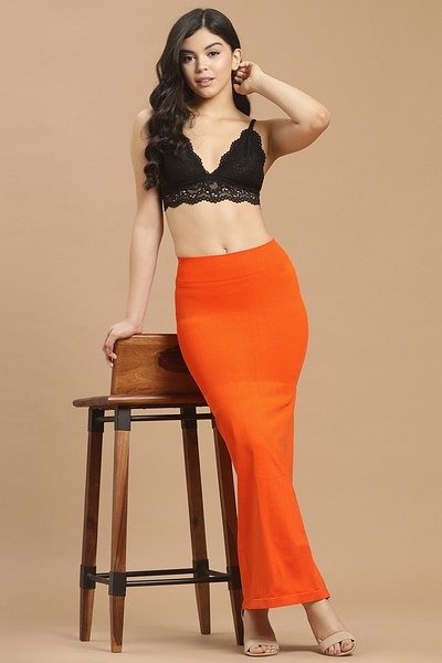 Buy Saree Shapewear Petticoat with Side Slit in Orange Online India, Best  Prices, COD - Clovia - SW0023P16