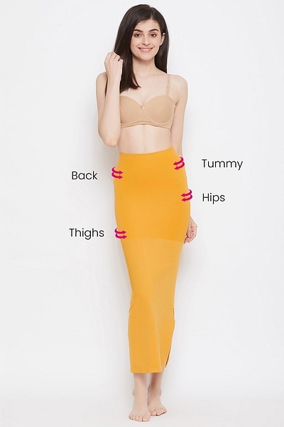 Buy Saree Shapewear Petticoat in Mustard Yellow Online India, Best