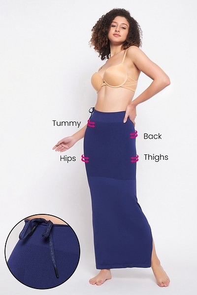 Buy Saree Shapewear Petticoat with Drawstring in Navy Blue Online