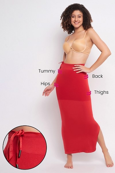 Buy CLOVIA Red Womens Solid Saree Shapewear