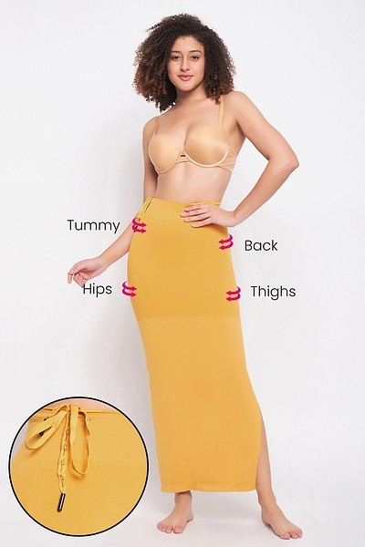 Buy Saree Shapewear Petticoat with Drawstring in Yellow Online