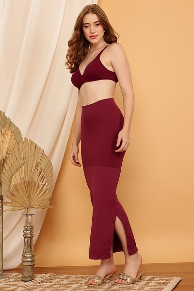 Petticoat for Saree, Maroon Color Women Cotton Straight Shapewear