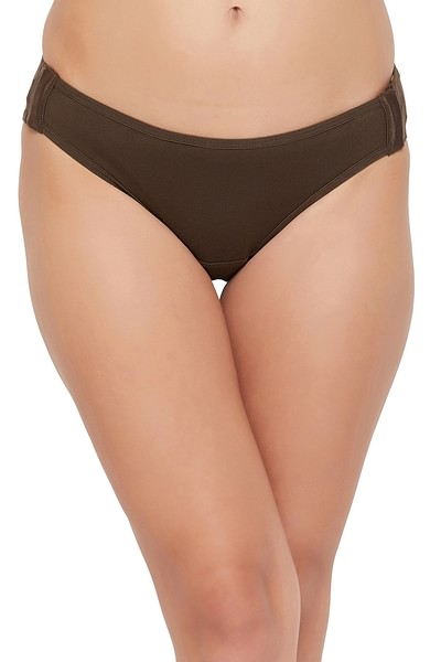 Buy Clovia Beige Solid Cotton Single Bikini Panty Online at Best