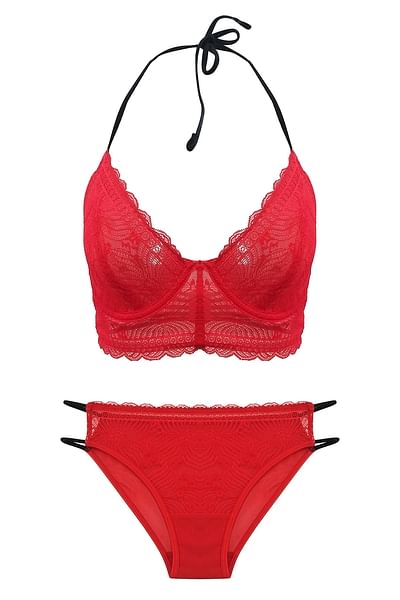 Buy Lace Non-Padded Underwired Bralette & Bikini Online India, Best ...