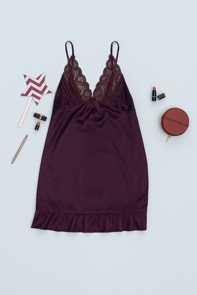 Buy Chic Basic Babydoll in Purple - Satin Online - Clovia
