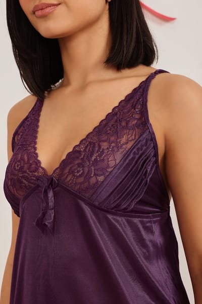 Buy Chic Basic Babydoll in Purple - Satin Online - Clovia