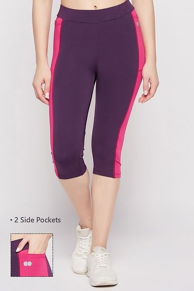 Women's Softlyzero™ High Waisted Contrast Mesh Side Pocket Plain Capri  Leggings - Halara