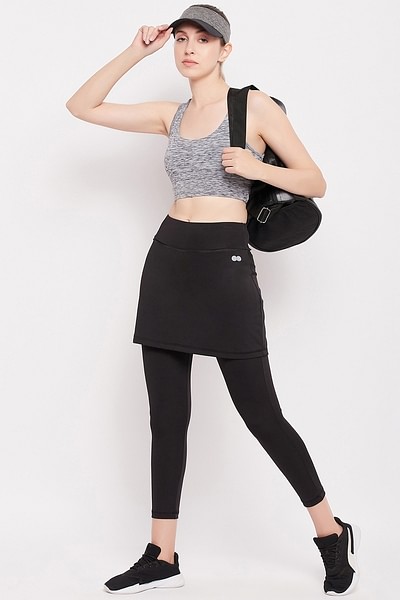Buy Snug-Fit High Rise Active Skirt with Attached Tights in Black Online  India, Best Prices, COD - Clovia - AB0117P13