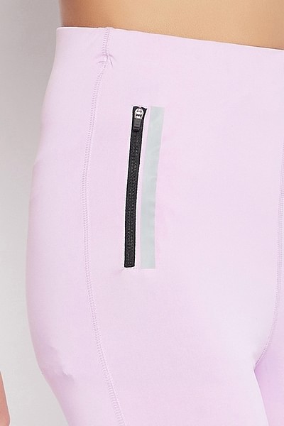 Buy High-Rise Active Tights in Salmon Pink with Side Pocket Online