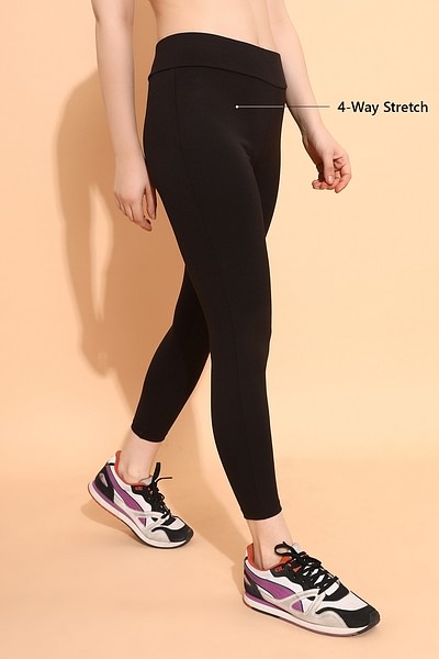 Buy Snug-Fit High-Rise Active Tights in Black Online India, Best Prices,  COD - Clovia - AB0042E13