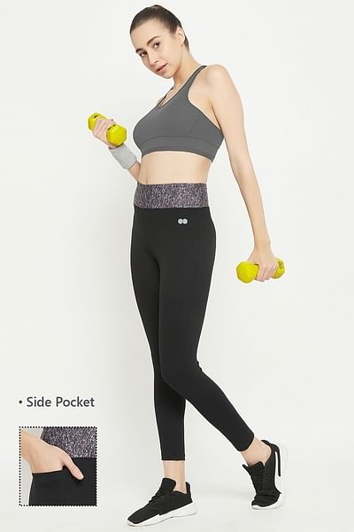 Buy TAGGD Bottle Color Leggings With Crop Top Yoga Suit for Women Online in  India