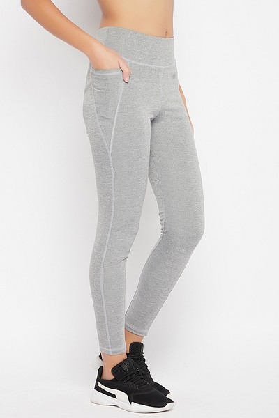 Buy SET THE PACE GREY FITTED TIGHTS for Women Online in India
