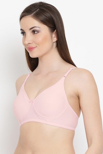 Cotton Rich Non-padded Wirefree T-shirt Bra In Baby Pink, Bras