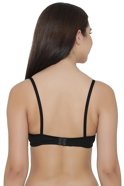 Buy Clovia Women's Cotton Rich T Shirt Bra with Cross-Over Moulded Cups in  Black (BR0242P13_Black_36B) at