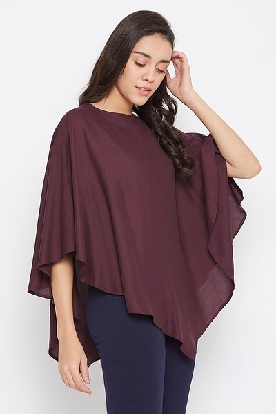 Buy Solid Feeding Cape In Wine Colour Rayon Online India Best Prices Cod Clovia Ns1204p15