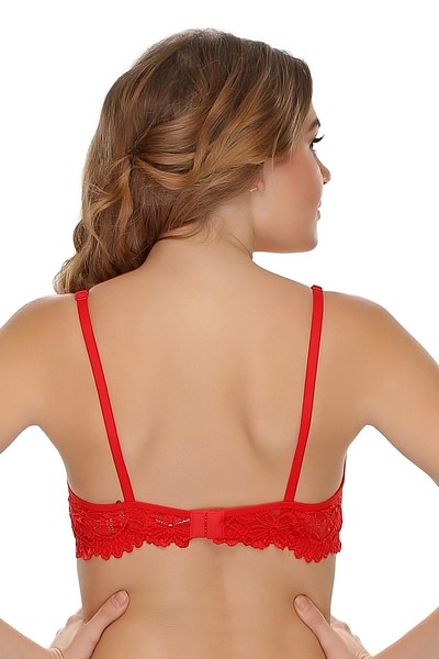 Fashion Lace Cups Non-padded Bra In Red, Bras :: All Bras Online