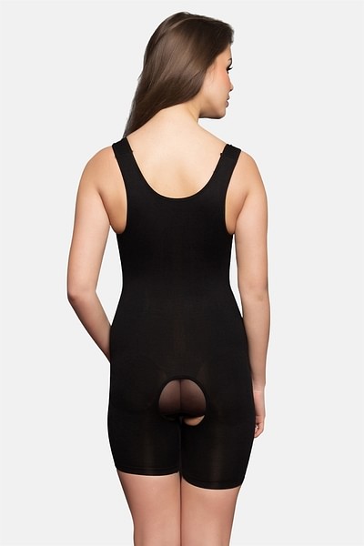 Laser-Cut No-Panty Lines Body Suit in Black