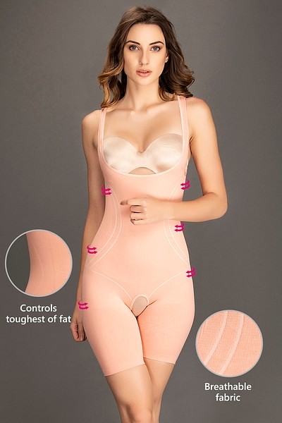 Buy Clovia 4-in-1 Shaper - Tummy, Back, Thighs, Hips - Peach Online