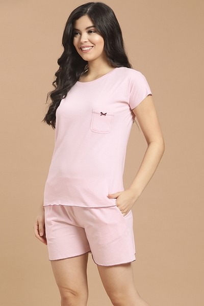 Buy Chic Basic Cami Top & Shorts Set in Pink - Satin & Lace Online India,  Best Prices, COD - Clovia - NS1155P34