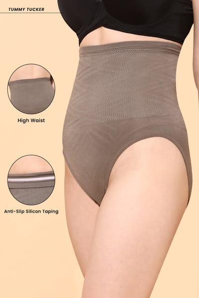 Clovia High Waist Tummy Tucker in Taupe